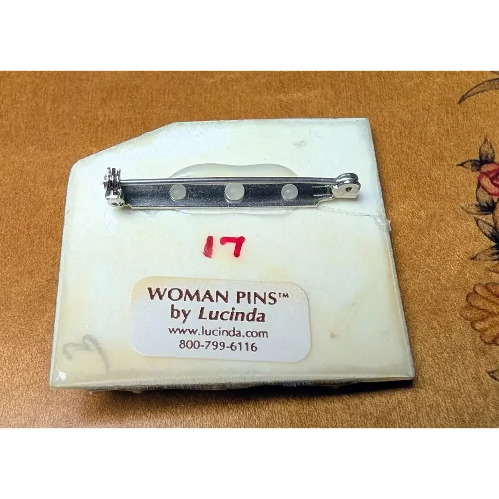 Vtg Woman Pins By Lucinda Brooch Friends Lending A Helping Hand 2x2